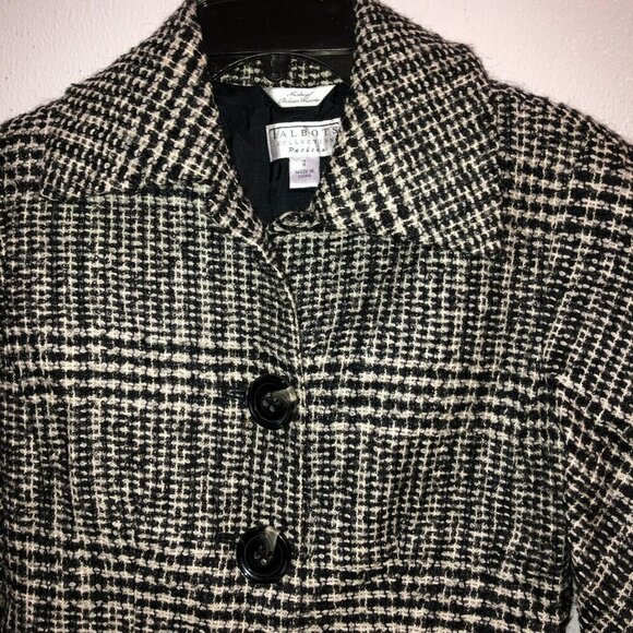 Talbots Collection Size 2 Black White Plaid Tweed Alpaca Blend Blazer Jacket - Picture 5 of 10